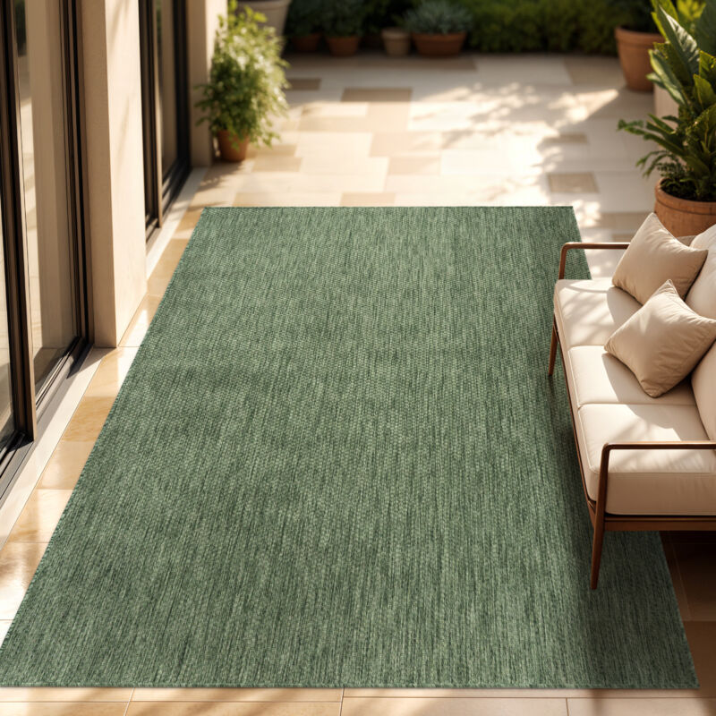 foto del prodotto tappeto per esterno balcone terrazza tappeto cucina monocolore m lange verde, 240x340 cm paco home