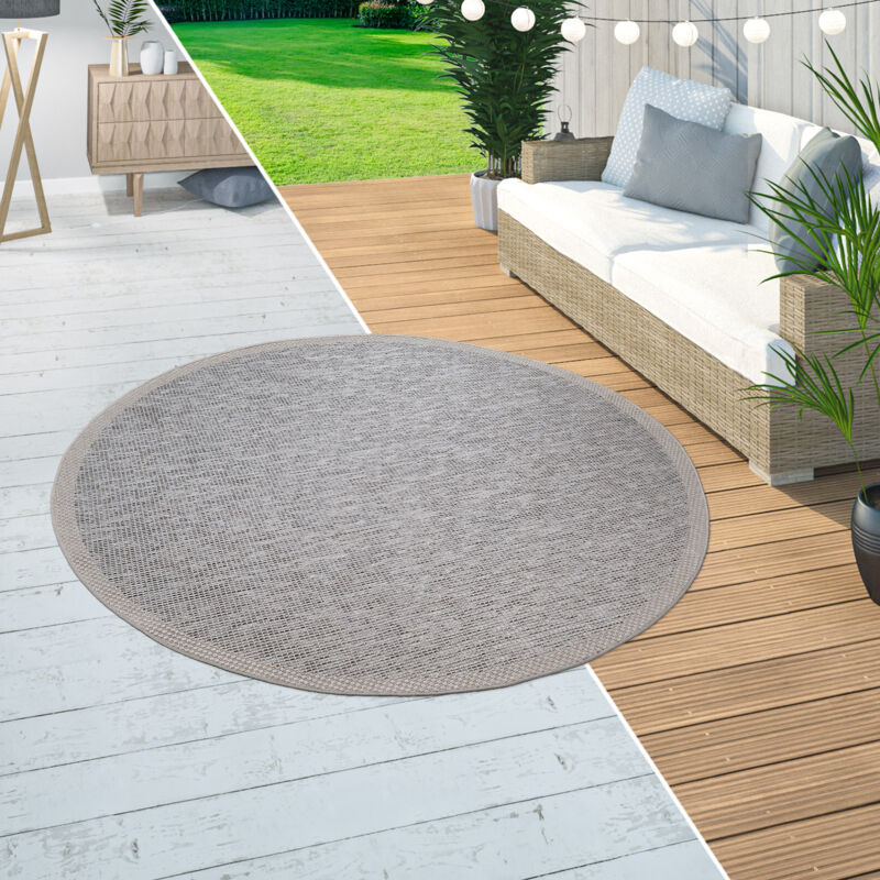 foto del prodotto tappeto per esterno da balcone terrazza tappeto cucina bordature moderno beige 160 cm tondo paco home