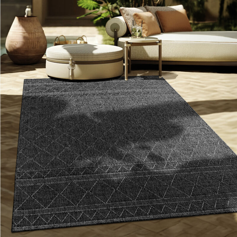 foto del prodotto tappeto per esterno da balcone terrazza tappeto cucina moderno boho etnico 133x190 cm, antracite 2 paco home