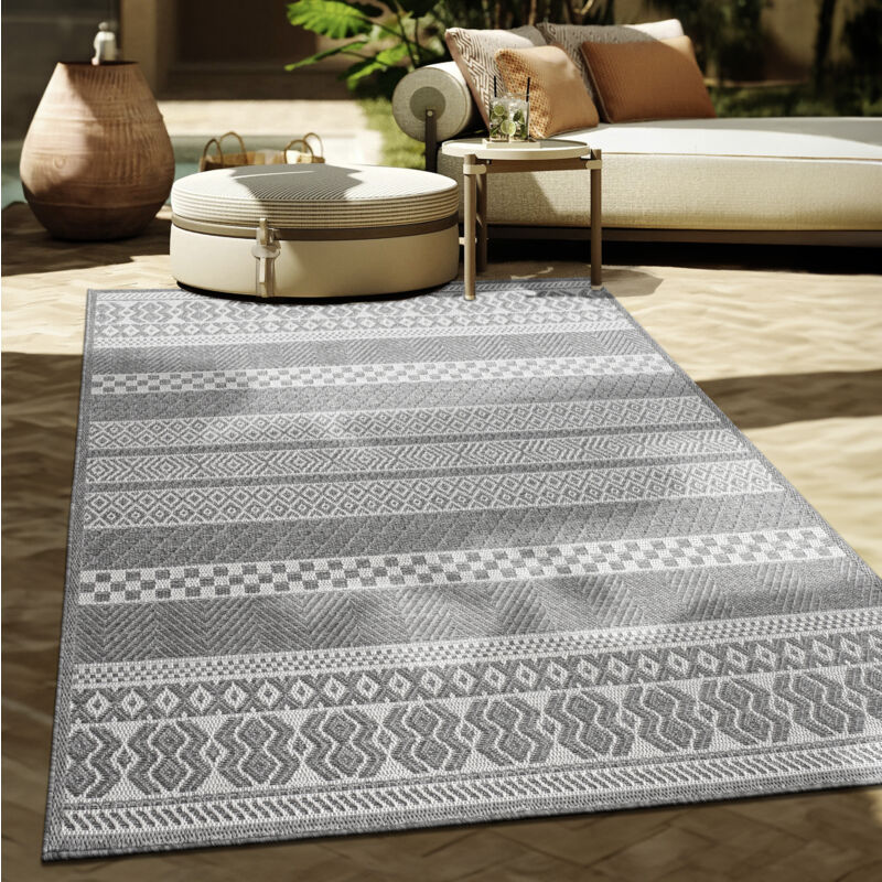foto del prodotto tappeto per esterno da balcone terrazza tappeto cucina moderno boho etnico 200x280 cm, grigio 4 paco home