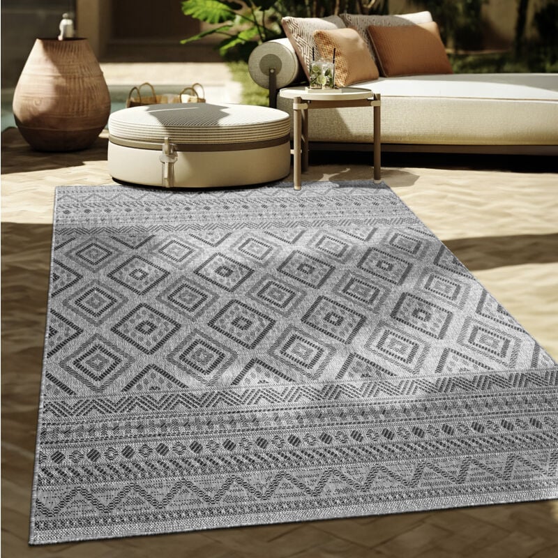 foto del prodotto tappeto per esterno da balcone terrazza tappeto cucina moderno boho etnico 80x150 cm, antracite paco home