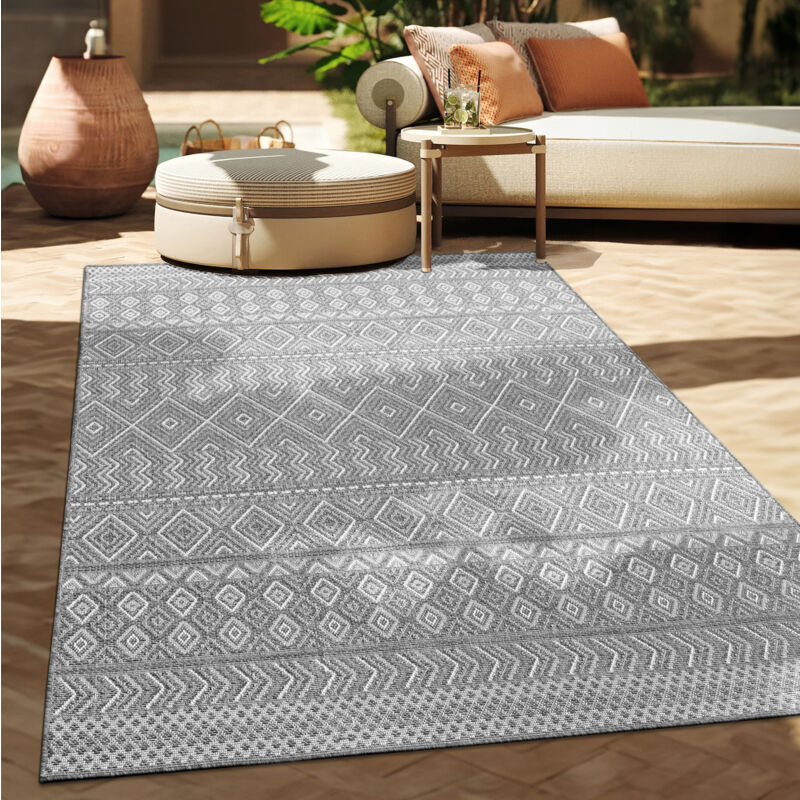 foto del prodotto tappeto per esterno da balcone terrazza tappeto cucina moderno boho etnico 80x150 cm, grigio 3 paco home