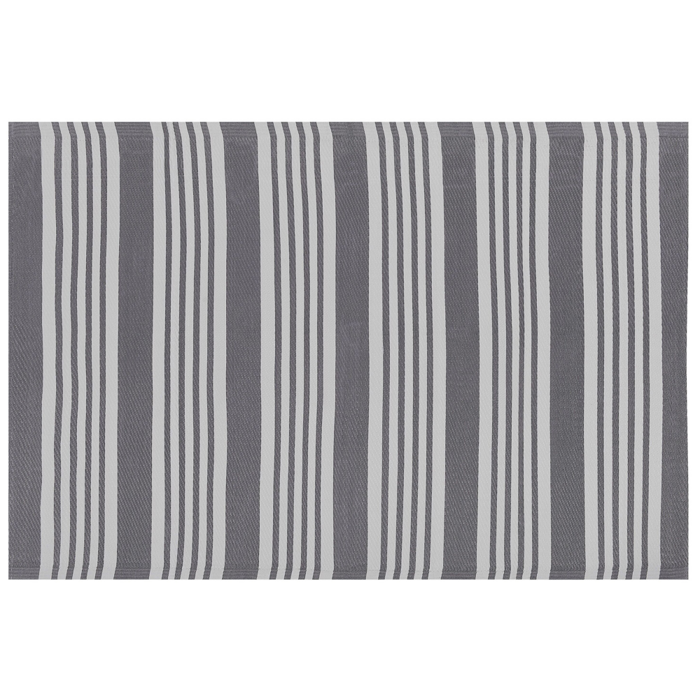 foto del prodotto tappeto per esterno grigio opaco sintetico 120 x 180 cm motivo a righe moderno