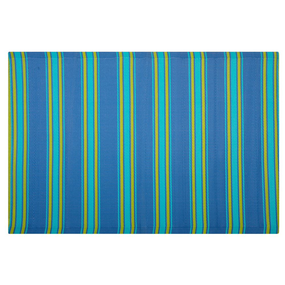 foto del prodotto tappeto per esterno mat blu sintetico 120 x 180 cm righe motivo geometrico ecologico moderno minimalista