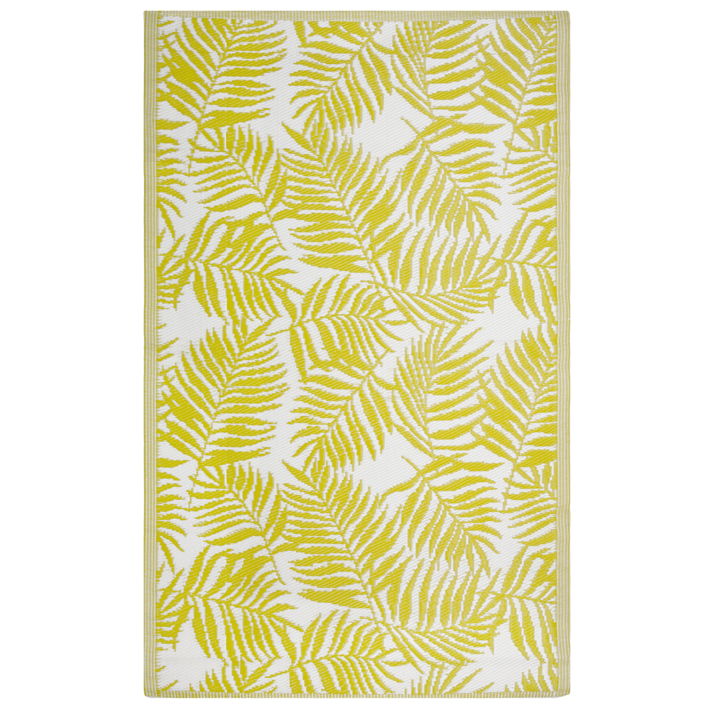 foto del prodotto tappeto per esterno mat giallo sintetico 120 x 180 cm foglia di palma motivo floreale eco friendly moderno