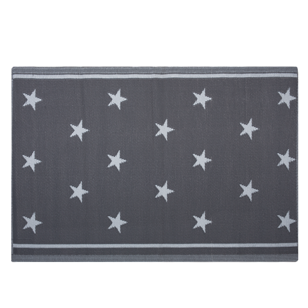 foto del prodotto tappeto per esterno mat grigio sintetico 120 x 180 cm motivo a stelle eco friendly moderno