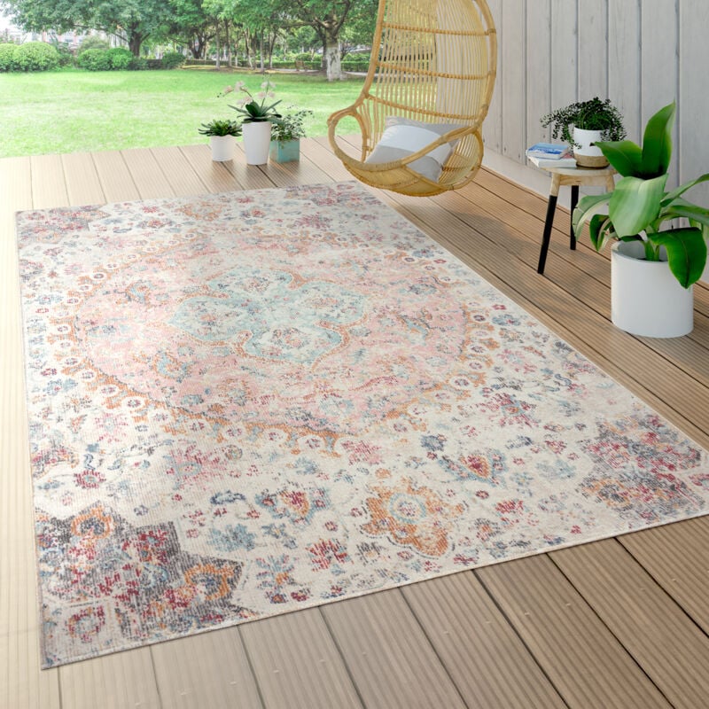 foto del prodotto tappeto per esterno terrazzo balcone cucina motivo persiano vintage rosa crema 60x100 cm paco home
