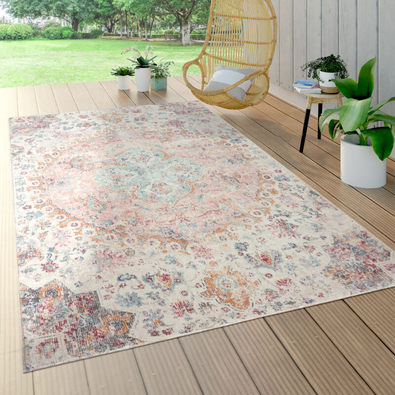 foto del prodotto tappeto per esterno terrazzo balcone cucina motivo persiano vintage rosa crema 80x150 cm paco home