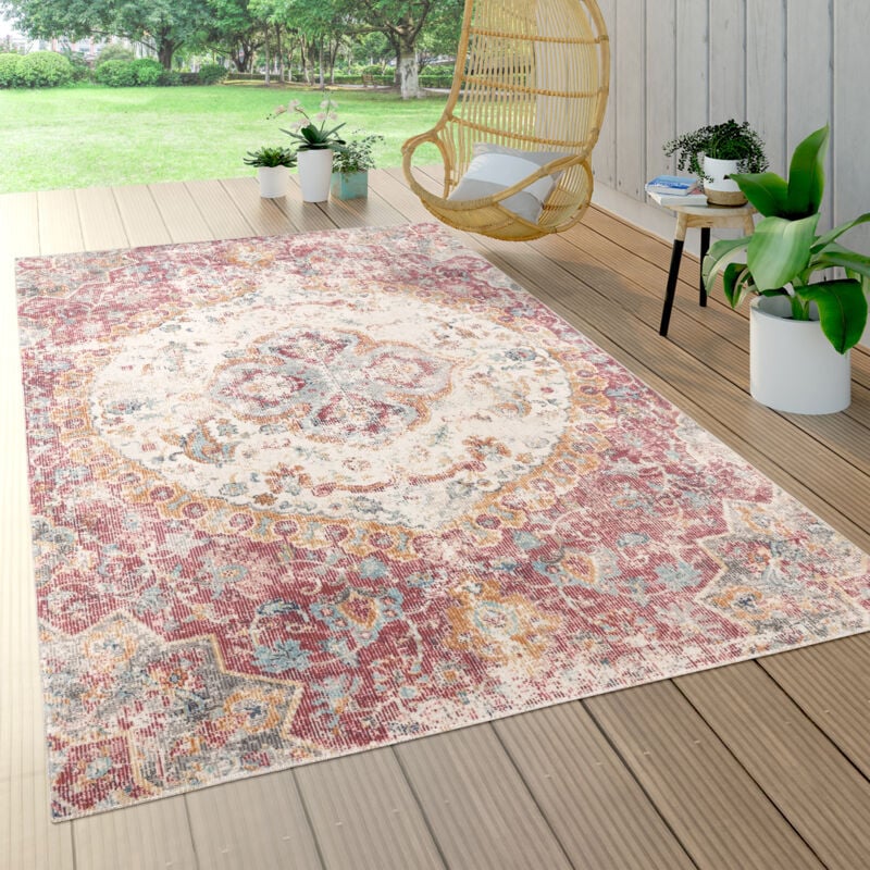foto del prodotto tappeto per esterno terrazzo balcone cucina persiano vintage corallo rosa beige 60x100 cm paco home