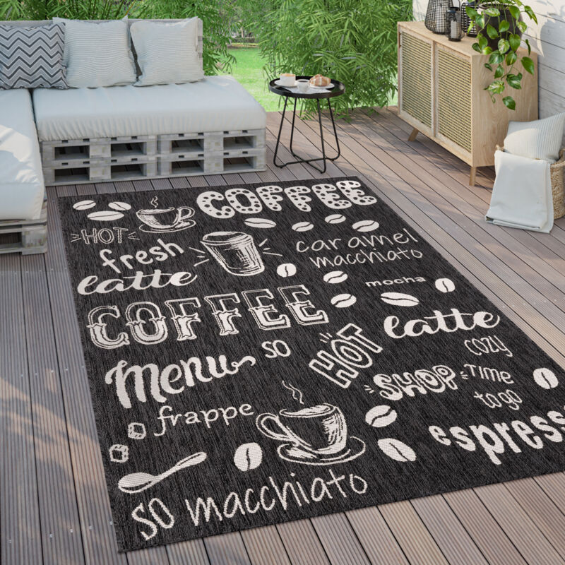 foto del prodotto tappeto per esterno terrazzo balcone tappeto cucina moderno letteratura 160x220 cm, antracite 3 paco home