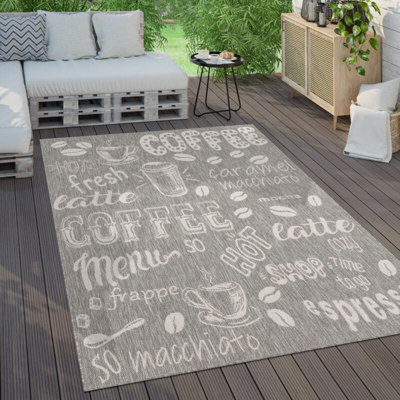 foto del prodotto tappeto per esterno terrazzo balcone tappeto cucina moderno letteratura 200x280 cm, grigio 2 paco home