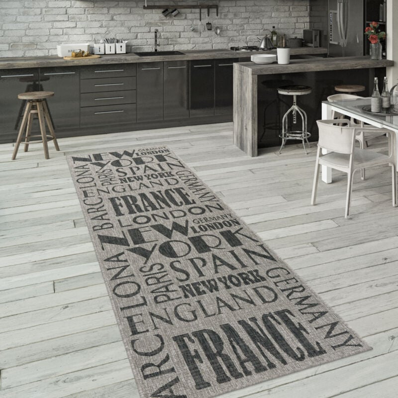 foto del prodotto tappeto per esterno terrazzo balcone tappeto cucina moderno letteratura 60x100 cm, grigio 3 paco home