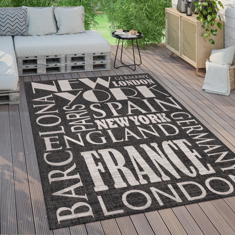 foto del prodotto tappeto per esterno terrazzo balcone tappeto cucina moderno letteratura antracite, 200x280 cm paco home
