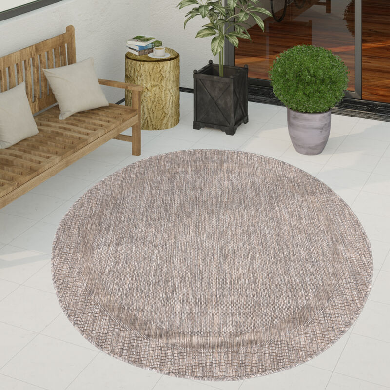 foto del prodotto tappeto per esterno terrazzo balcone tappeto cucina moderno motivo geometrico motivo astratto 200 cm tondo, natura paco home
