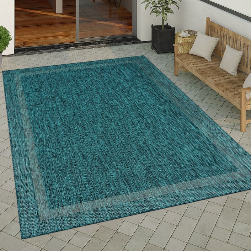foto del prodotto tappeto per esterno terrazzo balcone tappeto cucina moderno motivo geometrico motivo astratto 80x150 cm, turchese paco home
