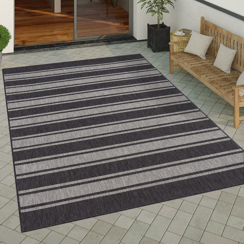 foto del prodotto tappeto per esterno terrazzo balcone tappeto cucina moderno motivo geometrico motivo astratto 80x250 cm, grigio paco home