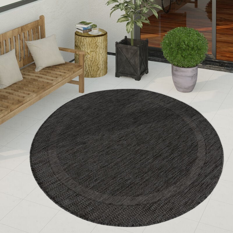 foto del prodotto tappeto per esterno terrazzo balcone tappeto cucina moderno motivo geometrico motivo astratto antracite, 200 cm tondo paco home