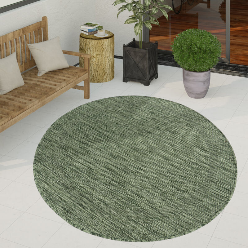 foto del prodotto tappeto per esterno terrazzo balcone tappeto cucina moderno motivo geometrico motivo astratto verde, 120 cm tondo paco home
