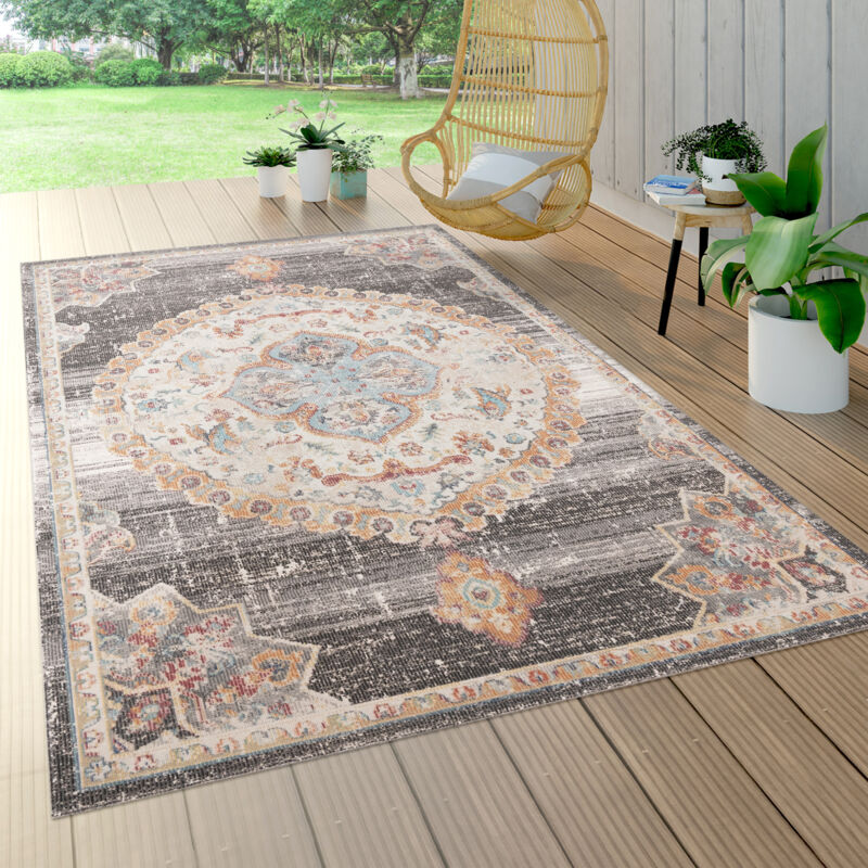 foto del prodotto tappeto per esterno terrazzo balcone tappeto motivo persiano bordura grigio 80x150 cm paco home
