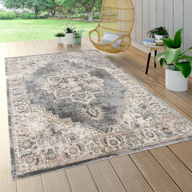 foto del prodotto tappeto per esterno terrazzo cucina marocco motivo ornamenti mandala grigio 80x150 cm paco home