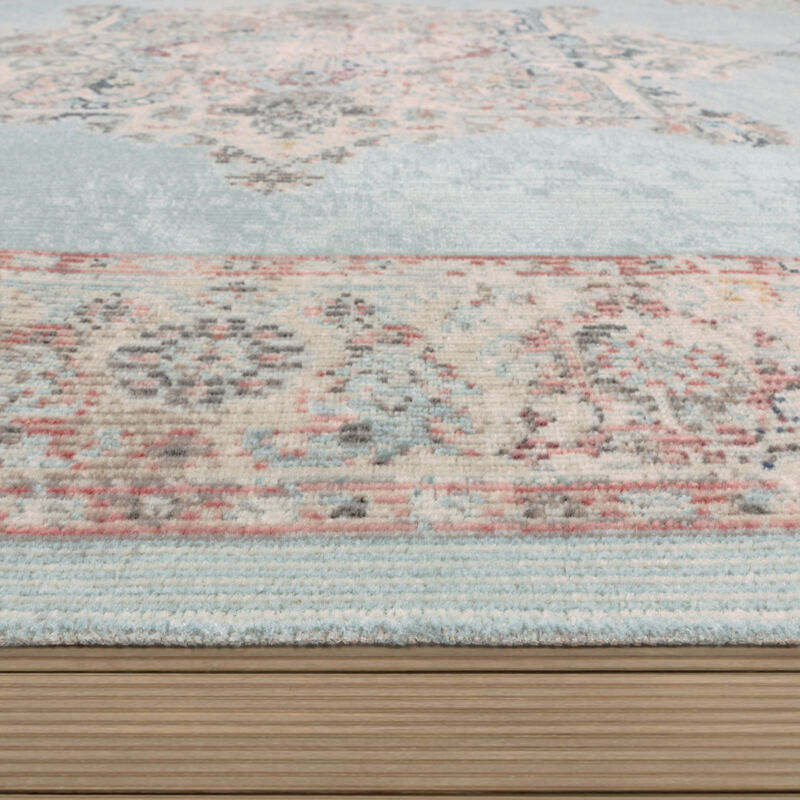 foto del prodotto tappeto per esterno terrazzo cucina marocco motivo ornamenti mandala turchese 160 cm tondo paco home