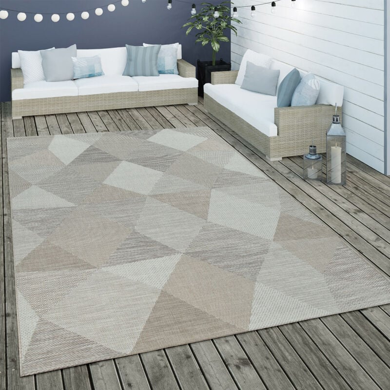 foto del prodotto tappeto per interni ed esterni in tessuto piatto con motivo a rombi con motivo geometrico beige 120x170 cm paco home