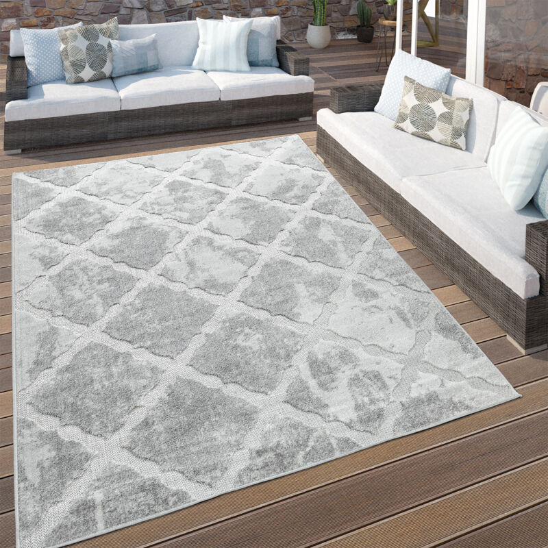 foto del prodotto tappeto per interni ed esterni, motivo marmorizzato a rombi, grigio 200x290 cm paco home