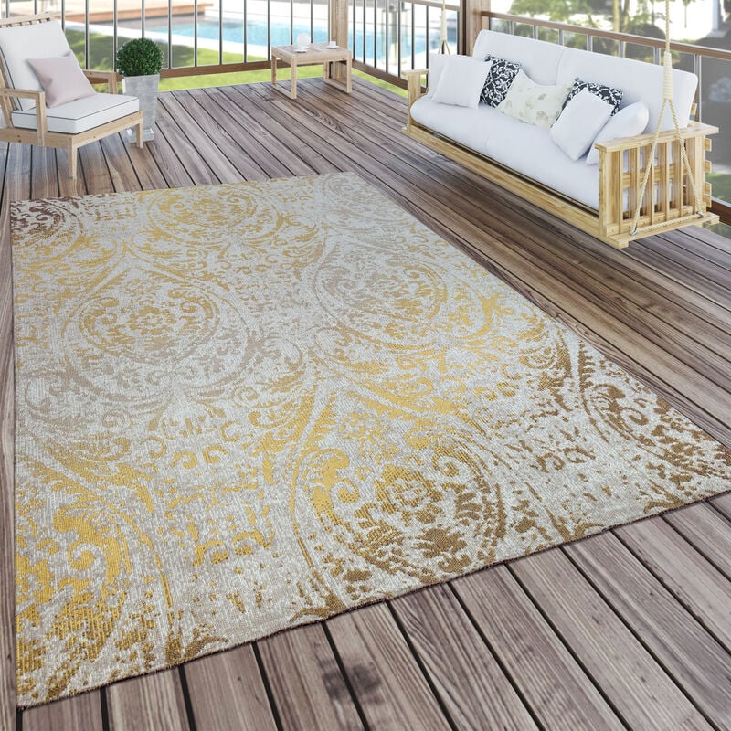 foto del prodotto tappeto per interni ed esterni, motivo orientale, giallo crema 120x170 cm paco home