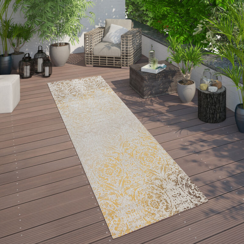 foto del prodotto tappeto per interni ed esterni, motivo orientale, giallo crema 60x100 cm paco home