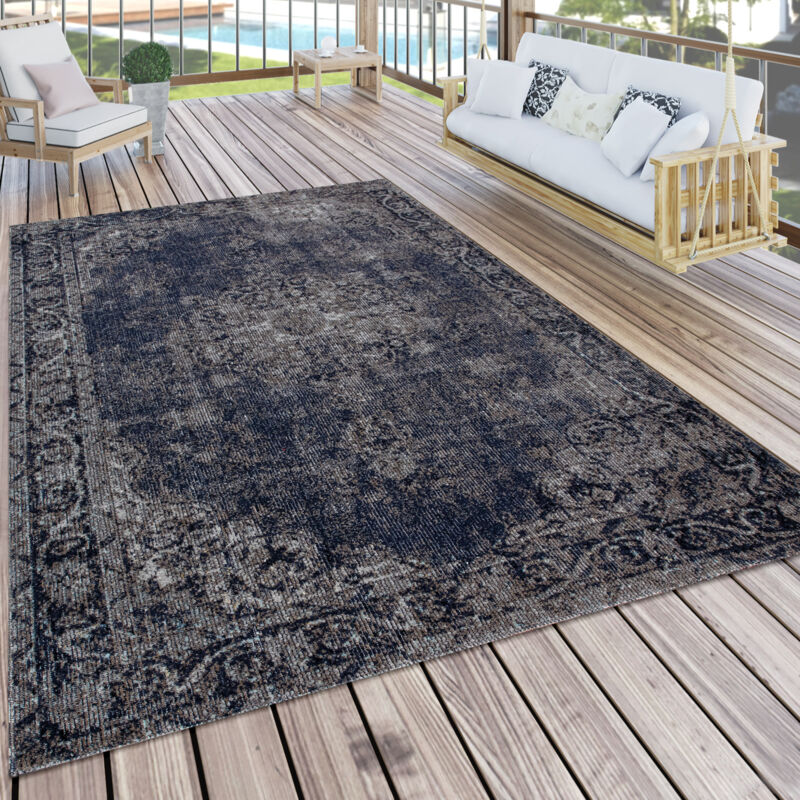 foto del prodotto tappeto per interni ed esterni, per balcone e terrazza, con motivo orientale, in blu 60x100 cm paco home