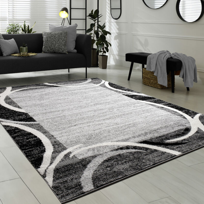 foto del prodotto tappeto per salotto tappeto di design bordo m lange grigio nero crema 80x150 cm paco home
