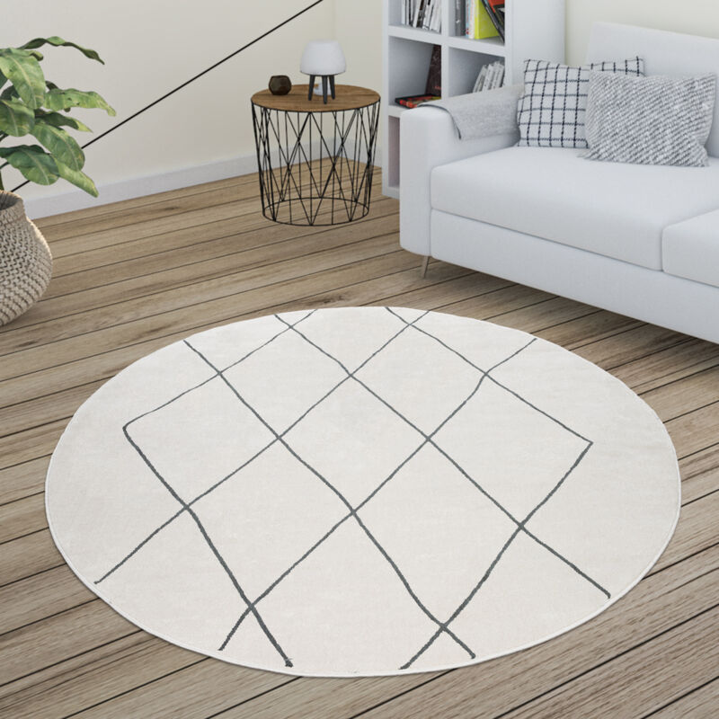foto del prodotto tappeto per soggiorno a rombi scandinavi, moderno, bianco, vari design e misure 120 cm tondo, bianco 2 paco home