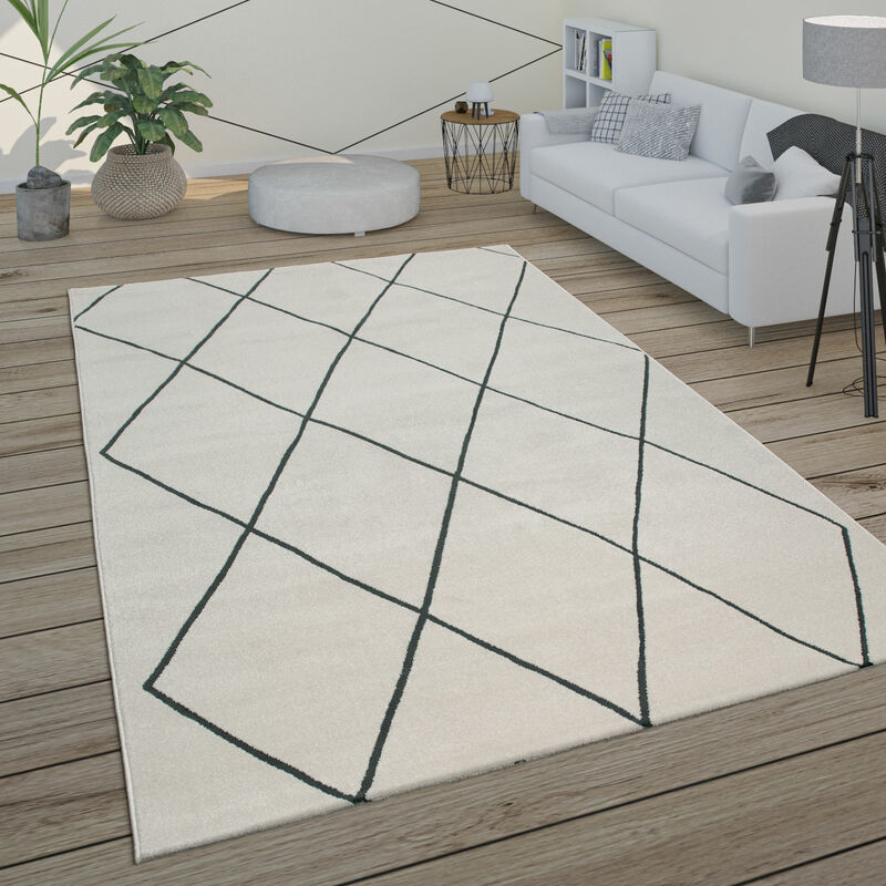 foto del prodotto tappeto per soggiorno a rombi scandinavi, moderno, bianco, vari design e misure 120x170 cm, bianco 2 paco home