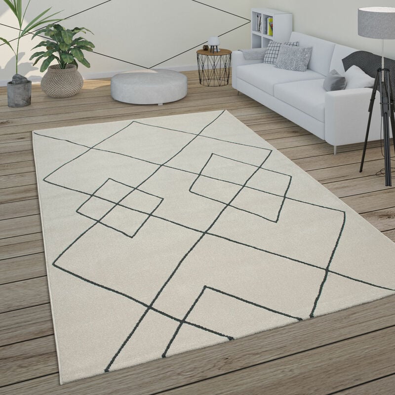 foto del prodotto tappeto per soggiorno a rombi scandinavi, moderno, bianco, vari design e misure 120x170 cm, bianco paco home
