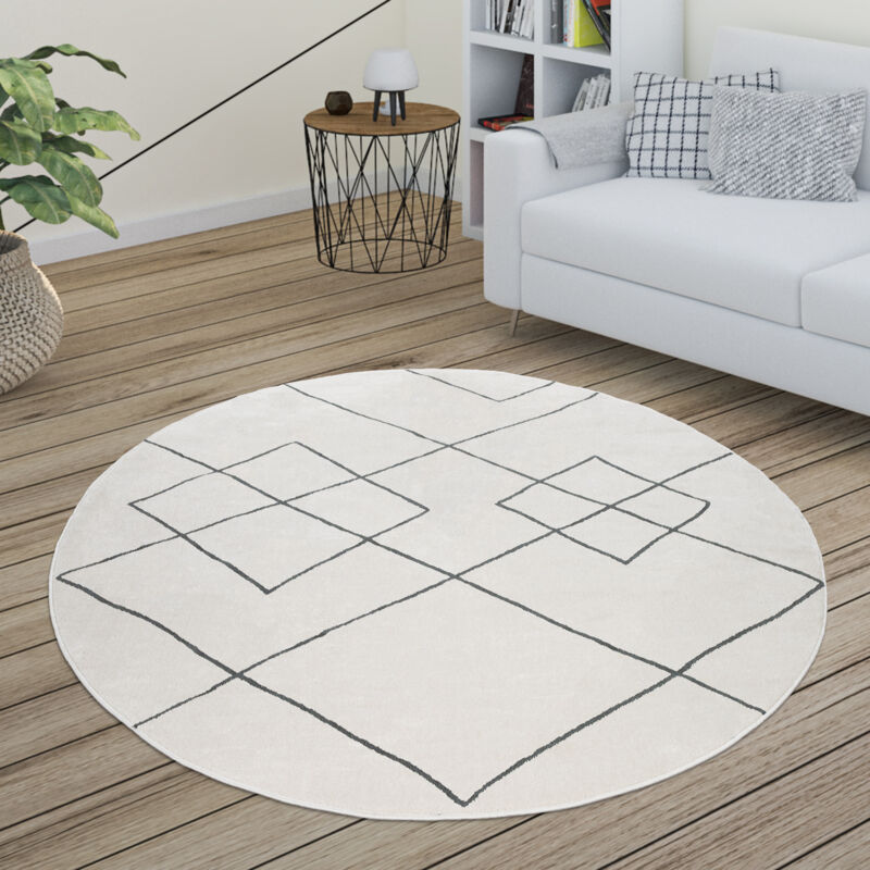 foto del prodotto tappeto per soggiorno a rombi scandinavi, moderno, bianco, vari design e misure bianco, 120 cm tondo paco home