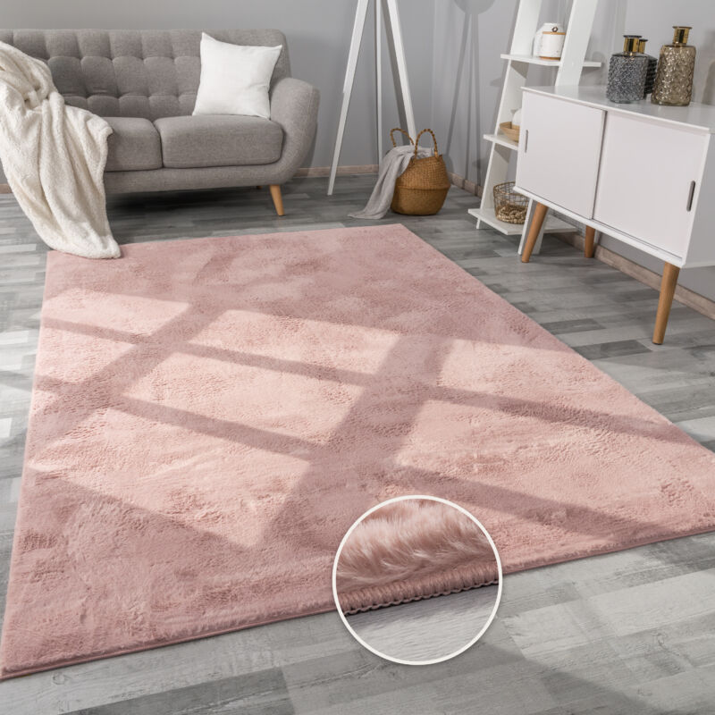 foto del prodotto tappeto per soggiorno in finta pelliccia peluche alto pelo morbido disponibile in diverse colori 60x90 cm, pink paco home