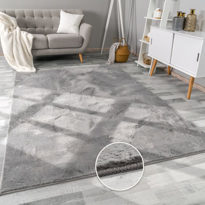 foto del prodotto tappeto per soggiorno in finta pelliccia peluche alto pelo morbido disponibile in diverse colori antracite, 240x340 cm - paco home
