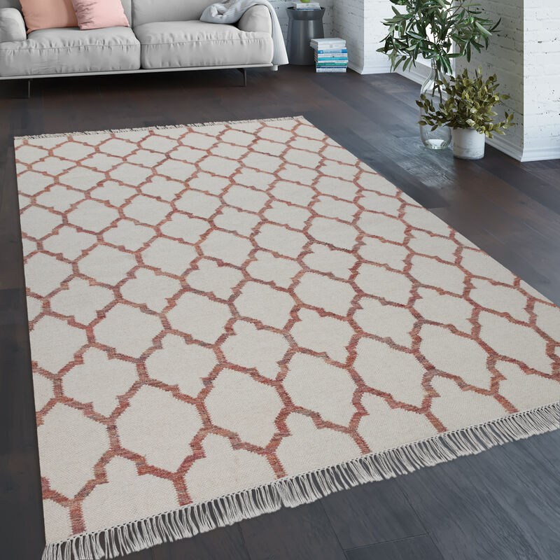 foto del prodotto tappeto per soggiorno motivo marocchino frange intessuto a mano lana multicolore 200x300 cm paco home