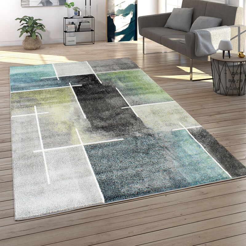 foto del prodotto tappeto per soggiorno pelo corto con motivo astratto e sfumatura, moderno colorato 70x250 cm, multicolore paco home