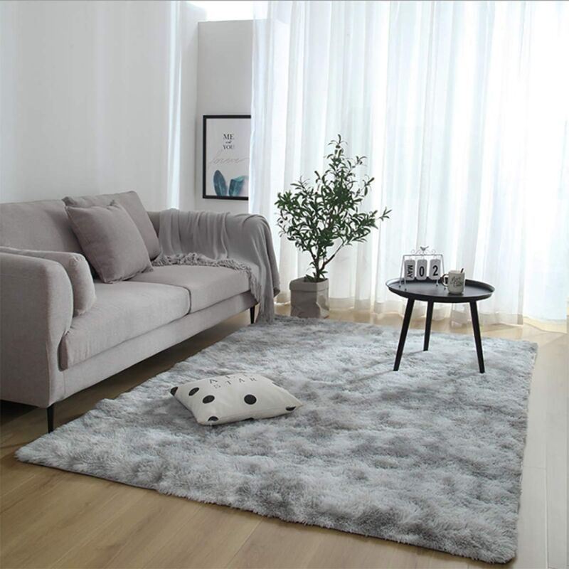 foto del prodotto tappeto per soggiorno tappeto a pelo lungo tappeto per camera da letto tappeto moderno e confortevole per interni casa grigio bianco, 120 x 160 cm 