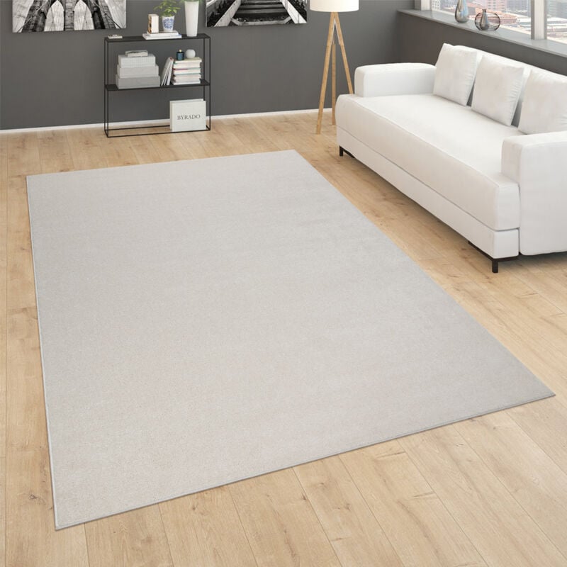 foto del prodotto tappeto per soggiorno tinta unita pelo corto semplice e moderno, in crema 80x150 cm paco home