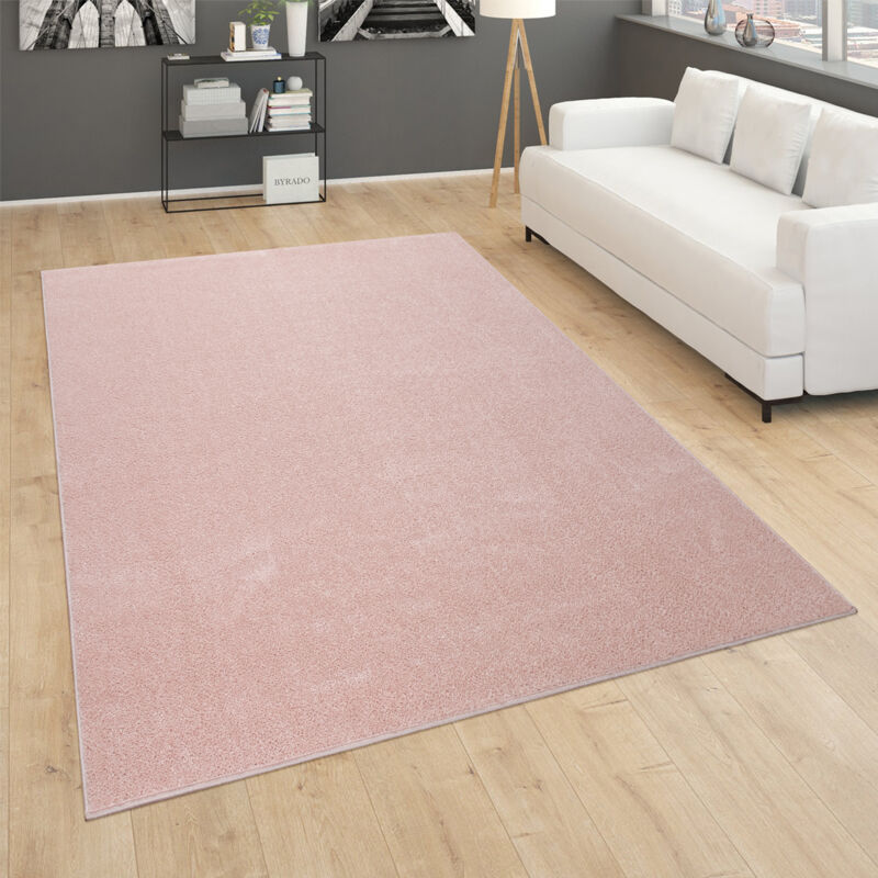 foto del prodotto tappeto per soggiorno tinta unita pelo corto semplice e moderno, in rosa 240x340 cm paco home