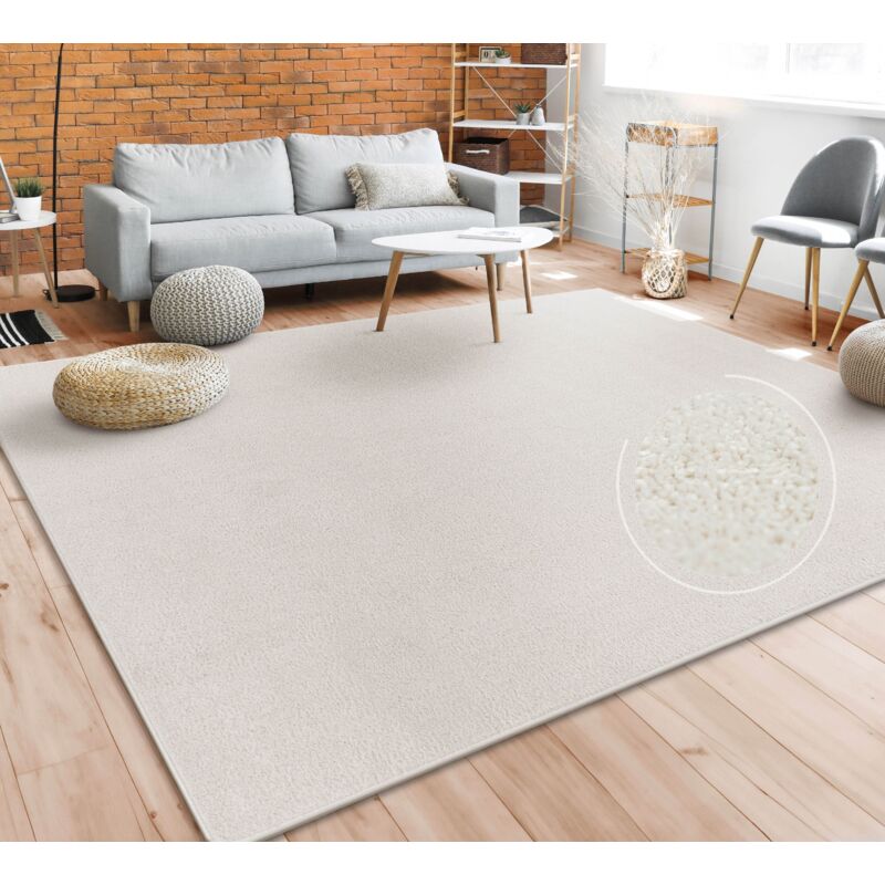 foto del prodotto tappeto per soggiorno tinta unita semplice e moderno pelo corto, div. misure e colori 120 cm tondo, crema paco home