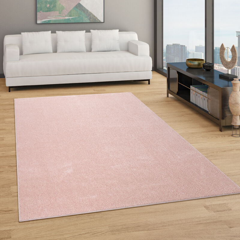 foto del prodotto tappeto per soggiorno tinta unita semplice e moderno pelo corto, div. misure e colori 160x220 cm, rosa paco home