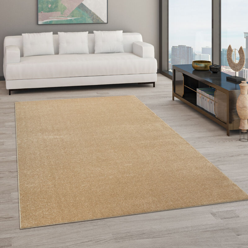 foto del prodotto tappeto per soggiorno tinta unita semplice e moderno pelo corto, div. misure e colori 200 cm quadrato, oro paco home
