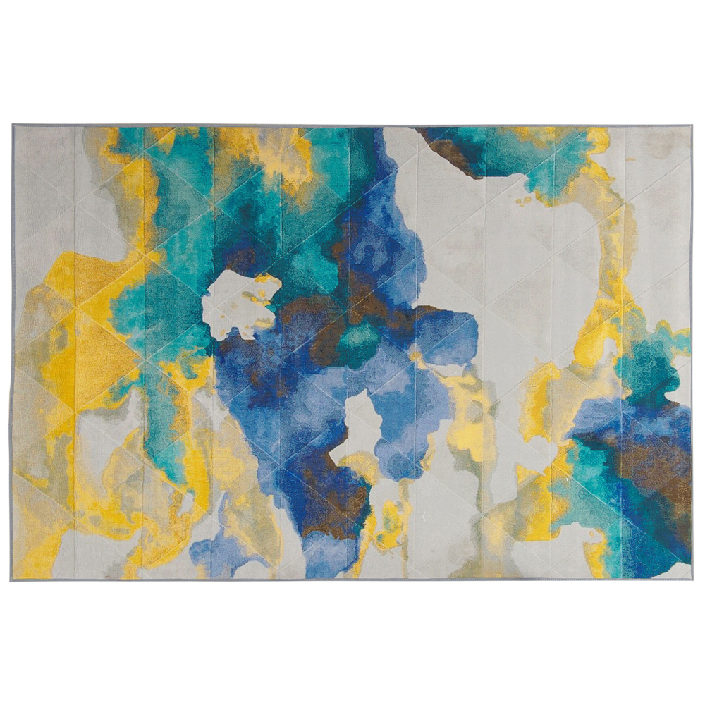 foto del prodotto tappeto per tappetino moquette tessuto in poliestere multicolore motivo astratto effetto vernice fondo rivestito in gomma 160 x 230 cm