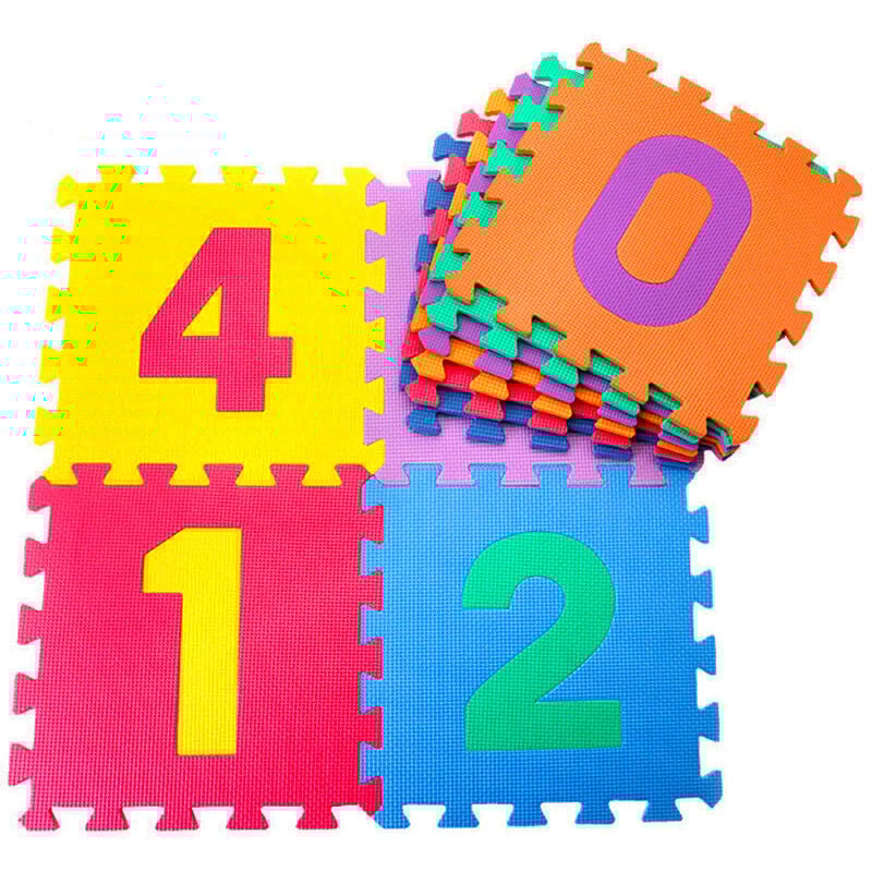 foto del prodotto tappeto puzzle 10pz per bambini componibile numeri multicolore