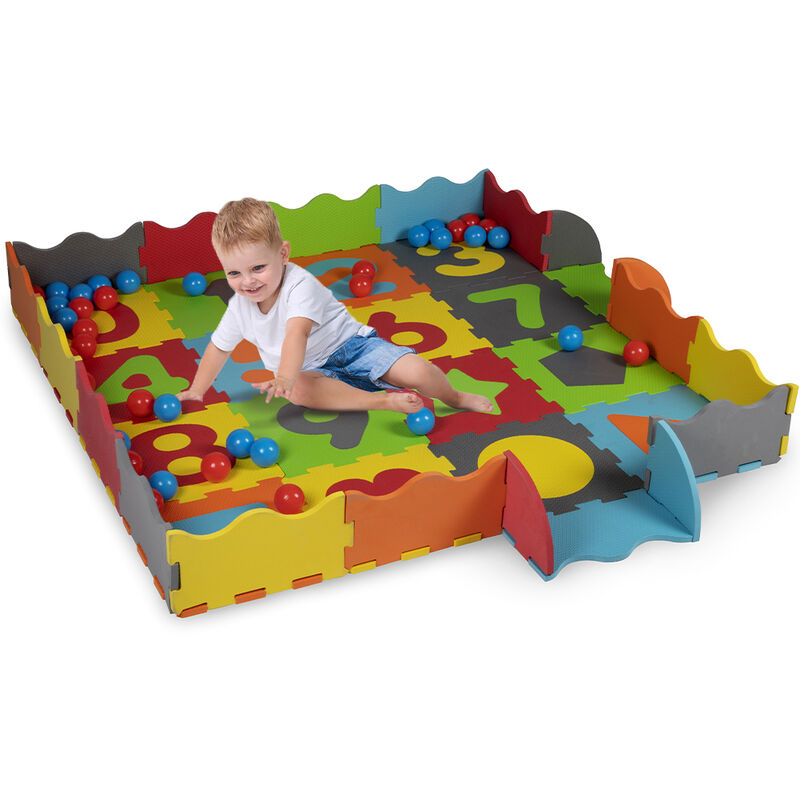 foto del prodotto tappeto puzzle 3 in 1 in gommapiuma per bambini con 40 palline e custodia