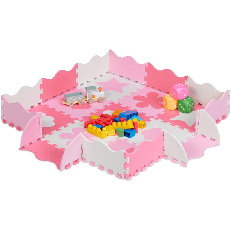 foto del prodotto tappeto puzzle in 34 parti, in gommapiuma eva, privo di sostanze nocive, 0.77 m ca., vari motivi, pink rosa relaxdays