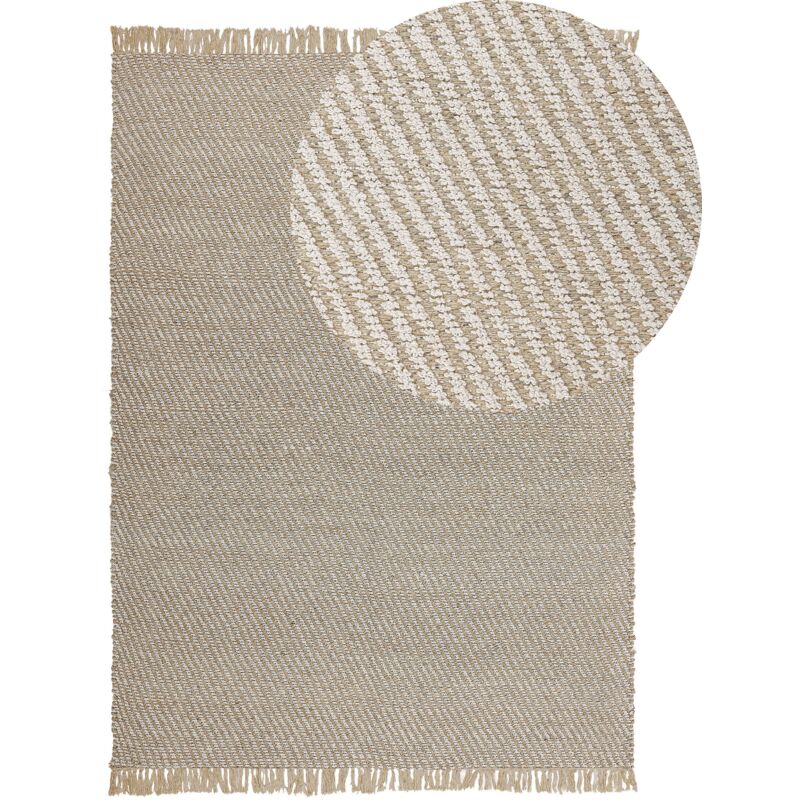 foto del prodotto tappeto realizzato a mano in iuta e cotone beige 140 x 200 cm rustico aladag
